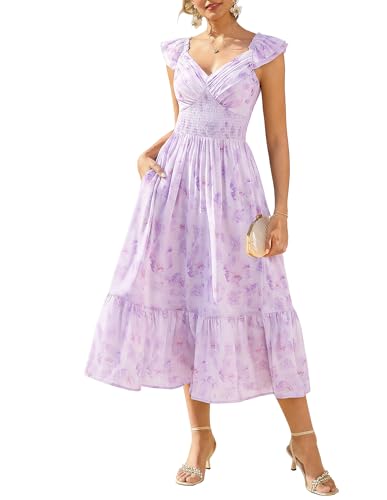 Grace Karin Floral Ruffle Maxi Dress