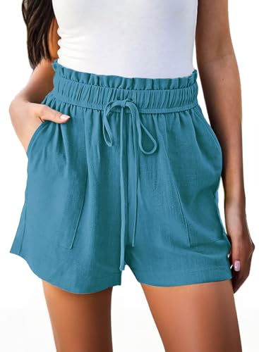 High Waisted Linen Beach Shorts