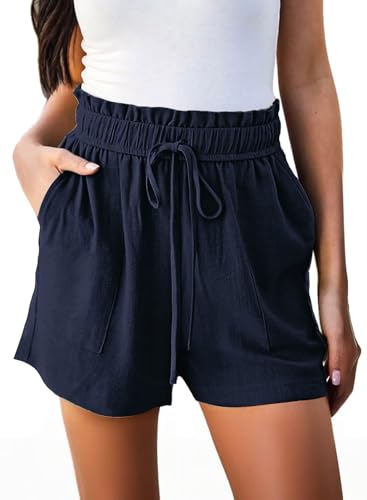 High Waisted Linen Beach Shorts