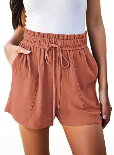 High Waisted Linen Beach Shorts