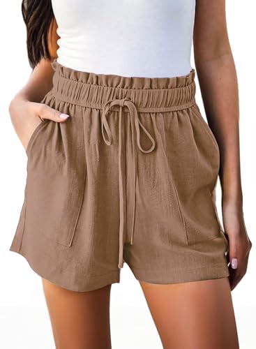 High Waisted Linen Beach Shorts