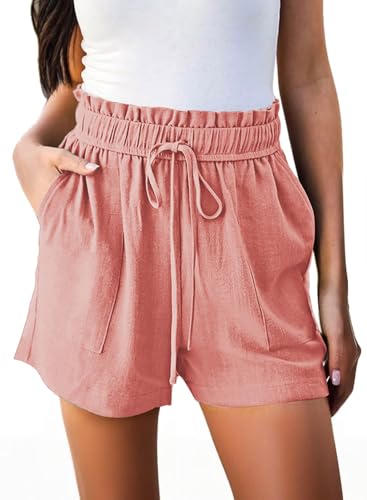 High Waisted Linen Beach Shorts