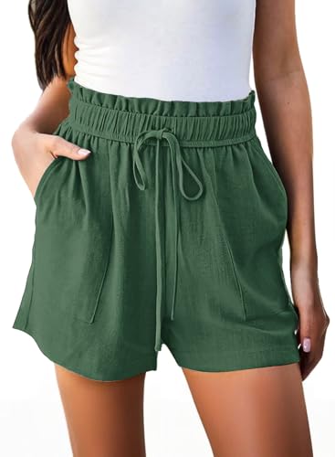 High Waisted Linen Beach Shorts