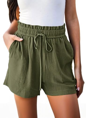 High Waisted Linen Beach Shorts
