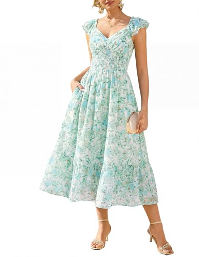 Grace Karin Floral Ruffle Maxi Dress