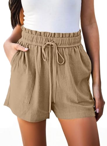 High Waisted Linen Beach Shorts