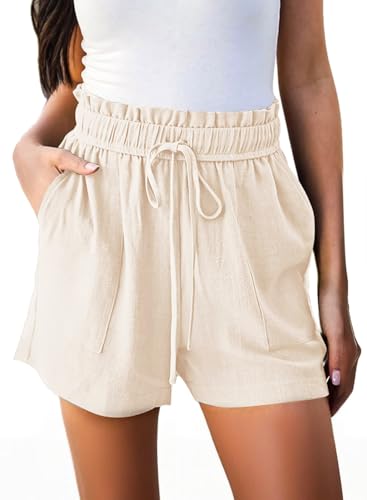 High Waisted Linen Beach Shorts