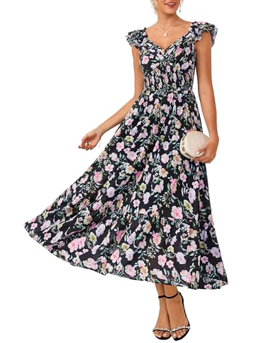 Grace Karin Floral Ruffle Maxi Dress