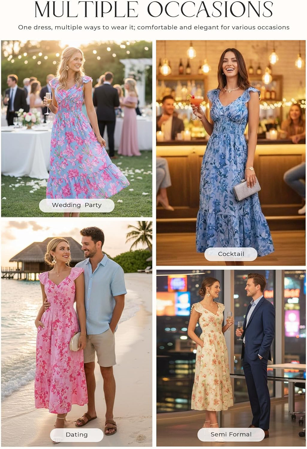Grace Karin Floral Ruffle Maxi Dress
