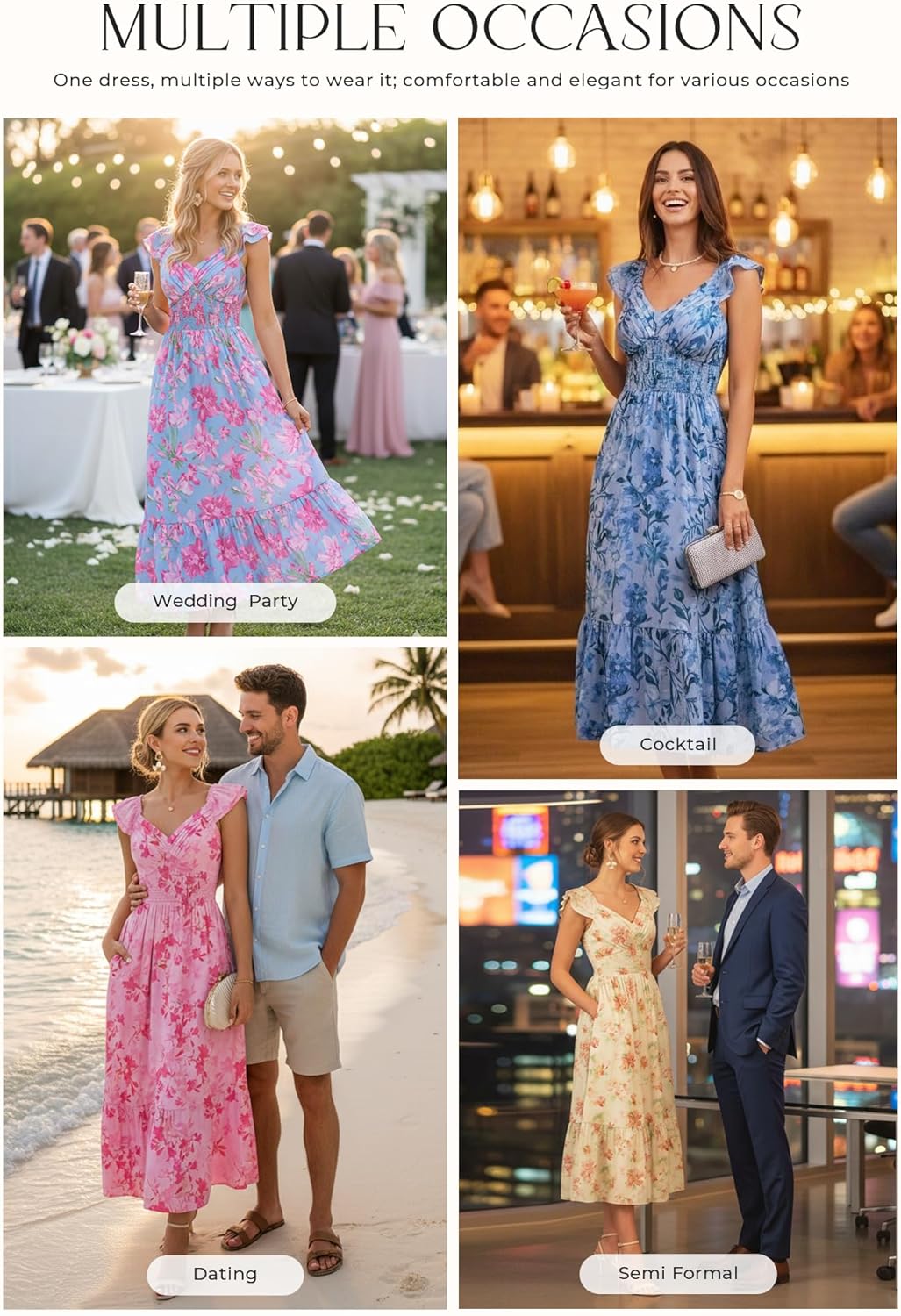 Grace Karin Floral Ruffle Maxi Dress